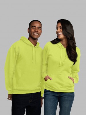 Safety Green Fruit Of The Loom EverSoft® Fleece Pullover Men's Hoodie | RFP318629