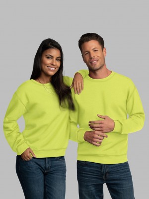 Safety Green Fruit Of The Loom EverSoft® Fleece Crew Men's Sweatshirt | WZF938260