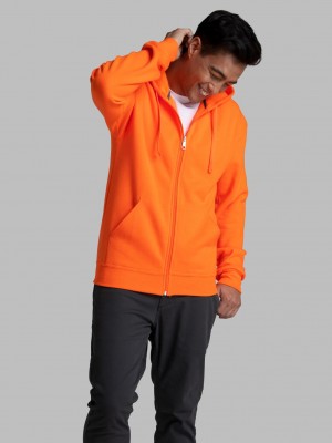 Safety Orange Fruit Of The Loom EverSoft® Fleece Full Zip Men's Hoodie | AUT091472