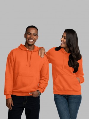 Safety Orange Fruit Of The Loom EverSoft® Fleece Pullover Men's Hoodie | XAN687139