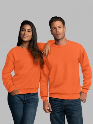 Safety Orange Fruit Of The Loom EverSoft® Fleece Crew, Extended Sizes Men's Sweatshirt | GRK496573