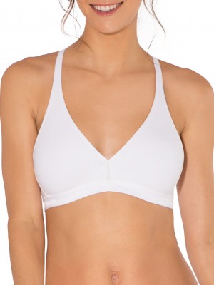 Sand/White Fruit Of The Loom Wirefree Cotton Bralette 2 Pack Women's Wirefree Bra | NXA681594