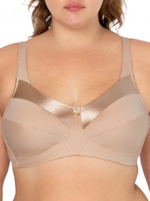 Sand Fruit Of The Loom Seamed Wirefree Bra Women's Wirefree Bra | CKM204561