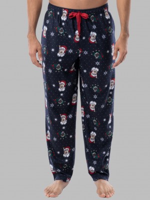 Santa Dog/Blue Fruit Of The Loom Holiday Plaid Microfleece, 2 Pack Men's Sleep Pants | XRZ780295