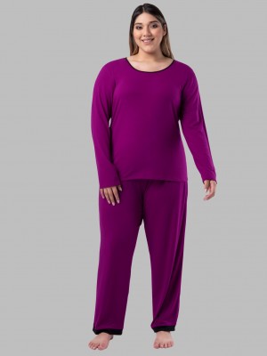 Senberry Fruit Of The Loom Plus Fit for Me® Soft Breathable Crew Neck Long Sleeve Shirt Pant, 2 Piece Set Women's Pajamas | AJG426078