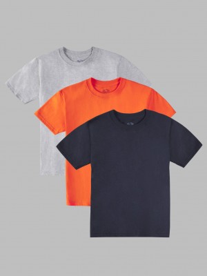 Tangerine Assorted Fruit Of The Loom Supersoft Short Sleeve Crew, 3 Pack Men's T Shirts | GYZ391876