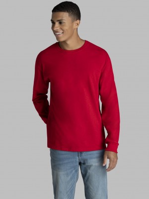 True Red Fruit Of The Loom 2 Pack Long Sleeve Men's T Shirts | DLR351709