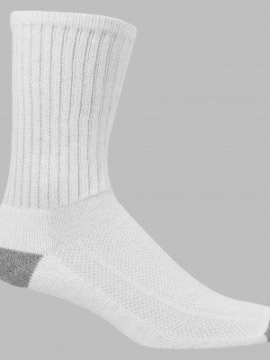 White Fruit Of The Loom Breathable Crew, 6 Pack Men's Socks | PJX532746