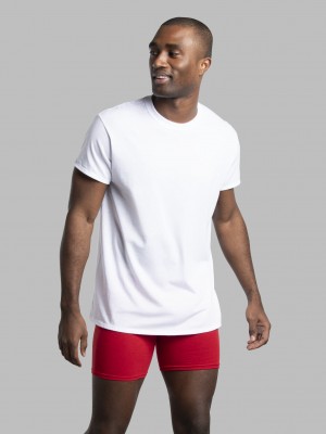 White Fruit Of The Loom Short Sleeve Active Cotton Crew, 8 Pack Men's T Shirts | WRE928710