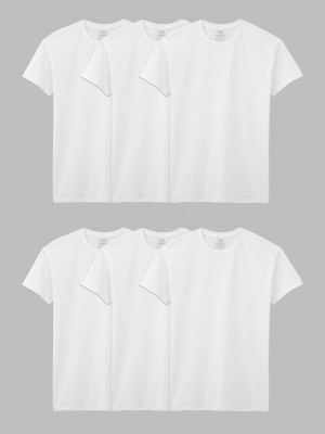 White Fruit Of The Loom Short Sleeve Crew, Extended Sizes 6 Pack Men's T Shirts | YRK083714