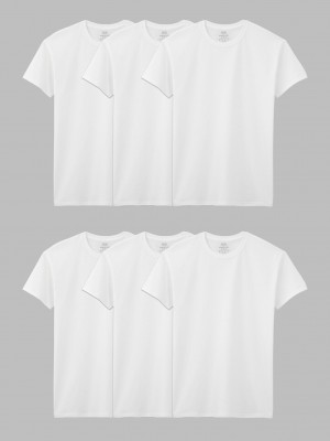 White Fruit Of The Loom Short Sleeve Crew, Extended Sizes 6 Pack Men's T Shirts | NHQ846397