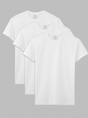 White Fruit Of The Loom Short Sleeve Crew, 3 Pack Men's T Shirts | CBI234509