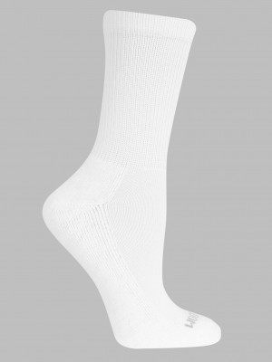 White Fruit Of The Loom Sport Crew Cush, 10 Pack Women's Socks | PEQ419038