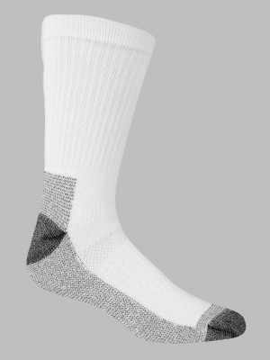 White Fruit Of The Loom Workgear™ Crew, 6 Pack Men's Socks | CNY547396