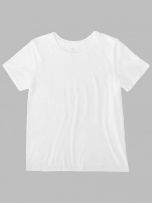 White Ice Fruit Of The Loom Crafted Comfort Artisan Tee™ Crew Women's T Shirts | FYL792086