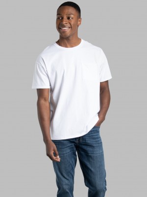 White Ice Fruit Of The Loom Eversoft® Short Sleeve Pocket, 2 Pack Men's Pocket Tees | TJF539172