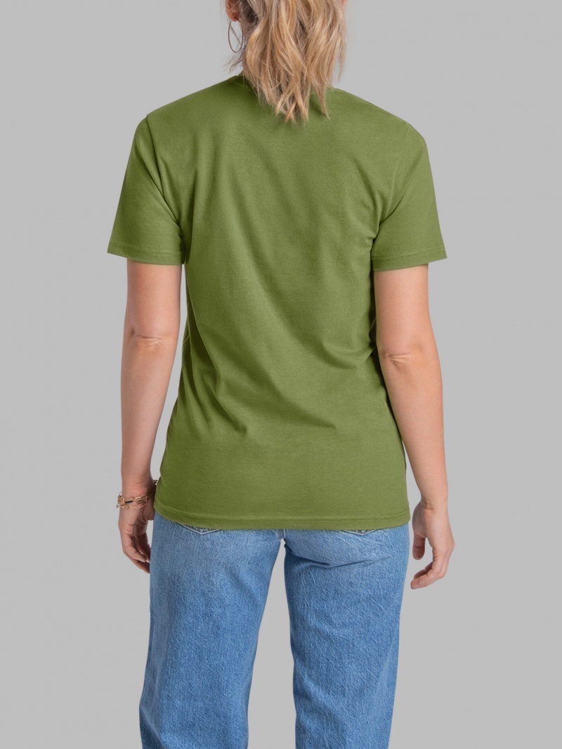 Antique Green Fruit Of The Loom Recover™ Short Sleeve Crew Women's T Shirts | YGW172839