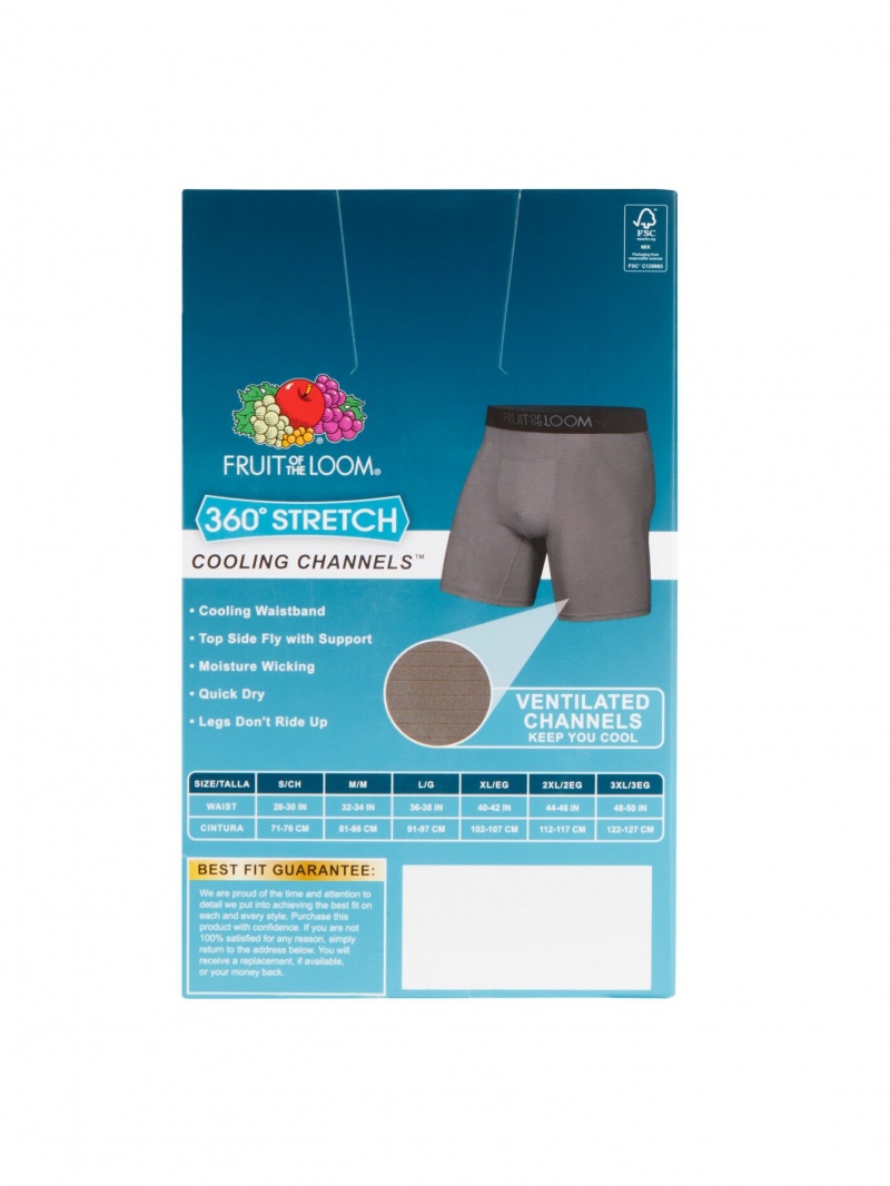 Black/Gray Fruit Of The Loom 360 Stretch Cooling Channel, 6 Pack Men's Boxer Briefs | CTA837620