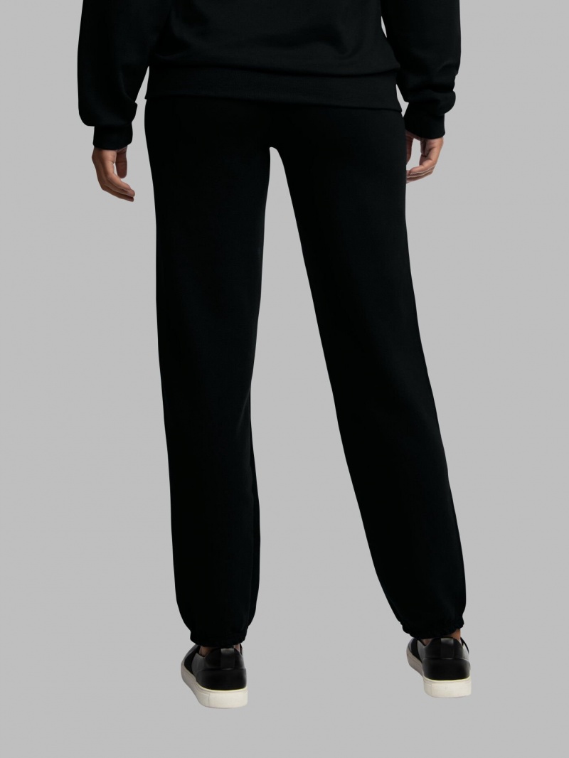 Black Fruit Of The Loom EverSoft® Fleece Elastic Bottom Men's Sweatpants | KOP534270