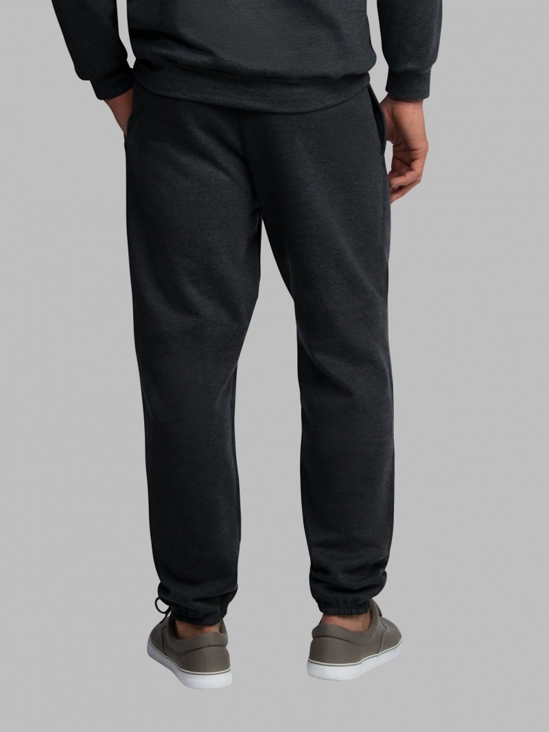 Black Fruit Of The Loom EverSoft® Fleece Elastic Bottom, Extended Sizes Men's Sweatpants | UDL423568