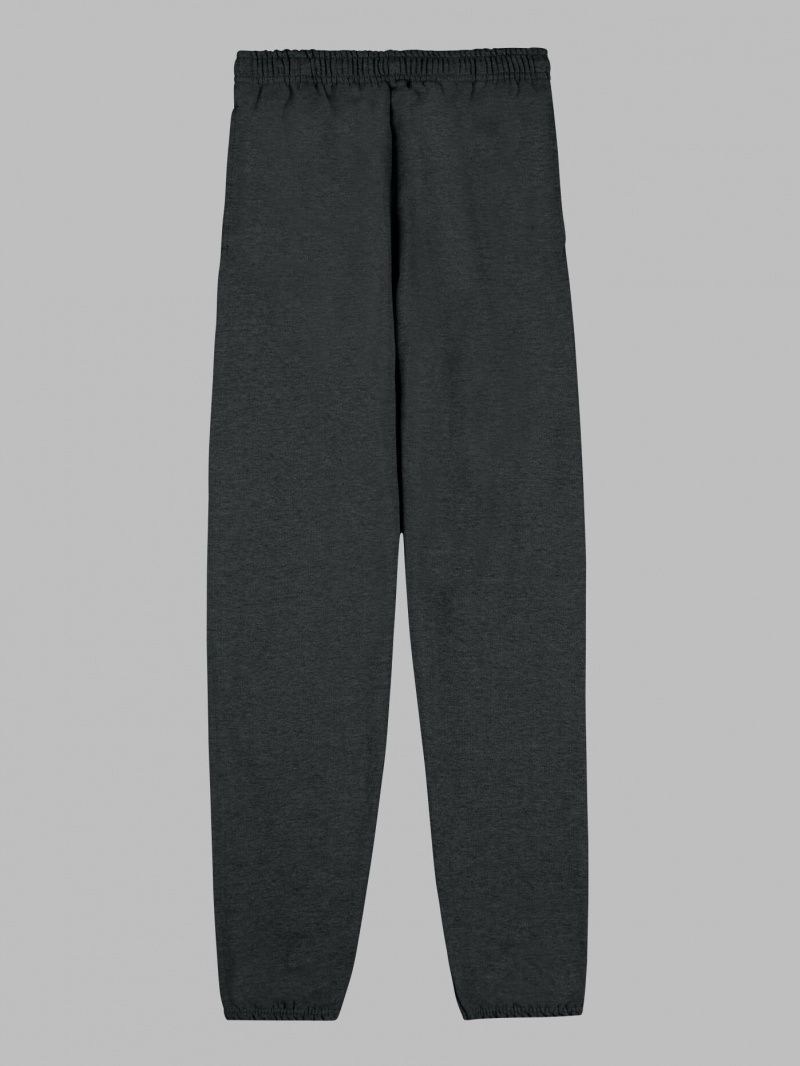 Black Fruit Of The Loom EverSoft® Fleece Elastic Bottom, Extended Sizes Men\'s Sweatpants | UDL423568