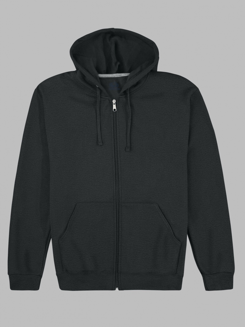 Black Fruit Of The Loom EverSoft® Fleece Full Zip, Extended Sizes Women's Hoodie | NFM863052