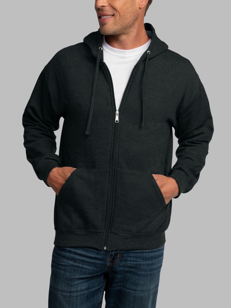 Black Fruit Of The Loom EverSoft® Fleece Full Zip, Extended Sizes Women's Hoodie | NFM863052