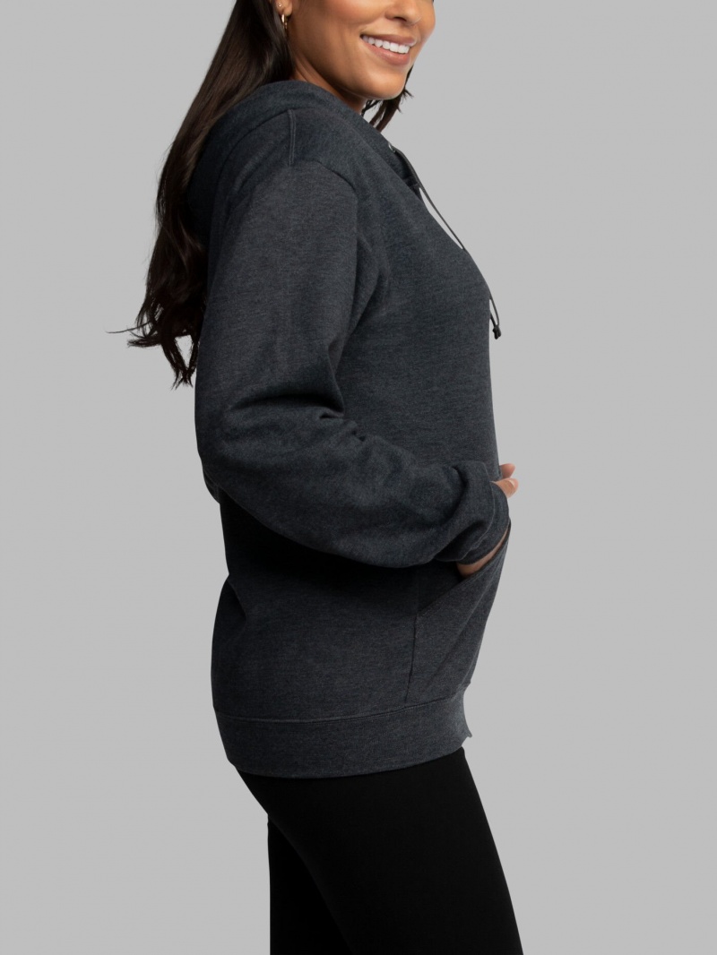 Black Fruit Of The Loom EverSoft® Fleece Full Zip, Extended Sizes Women's Hoodie | NFM863052