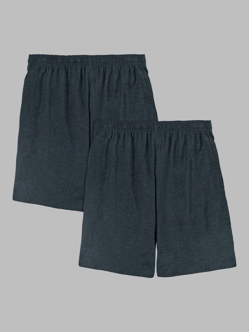 Black Fruit Of The Loom Eversoft® Jersey Short, Extended Size, 2 Pack Men's Shorts | EWQ193504