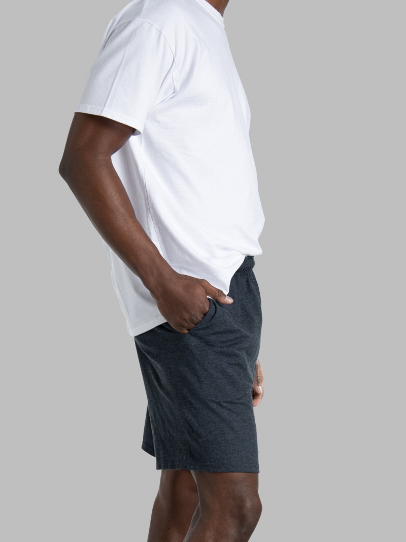 Black Fruit Of The Loom Eversoft® Jersey Short, Extended Size, 2 Pack Men's Shorts | EWQ193504