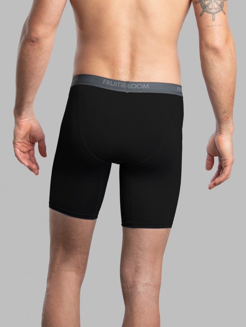 Black Fruit Of The Loom Micro-Stretch Long Leg, 5 Pack Men's Boxer Briefs | SFL295041