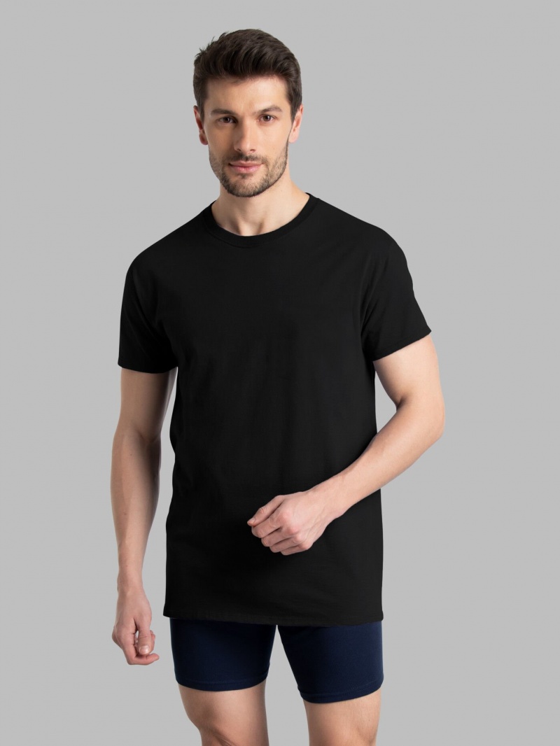 Black Fruit Of The Loom Short Sleeve Crew, 6 Pack Men\'s T Shirts | GYQ150876