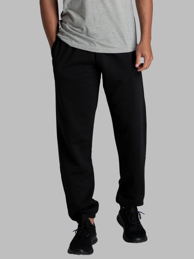 Black Ink Fruit Of The Loom Crafted Comfort Favorite Fleece Men's Sweatpants | QAM603528