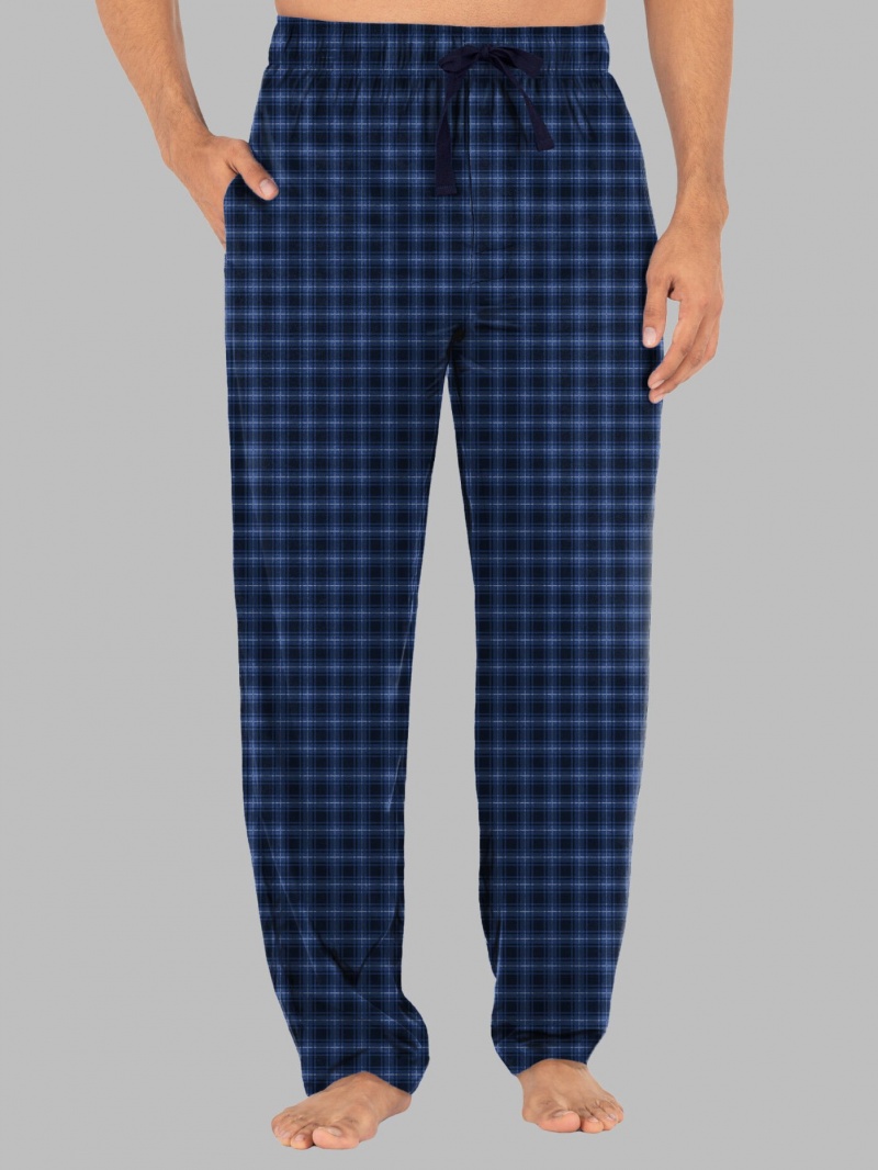 Blue/Black/White Fruit Of The Loom Fleece Sleep Lounge Pant Men\'s Sleep Pants | DHC137429