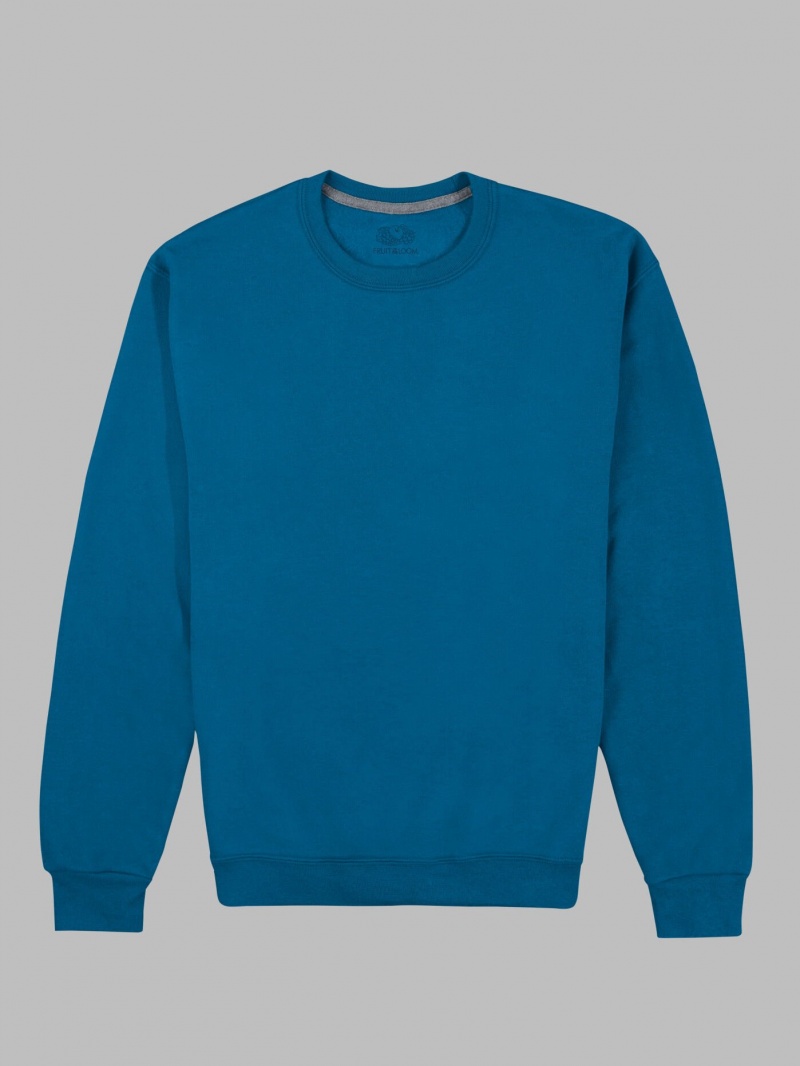 Blue Fruit Of The Loom EverSoft® Fleece Crew Men's Sweatshirt | TMD846037