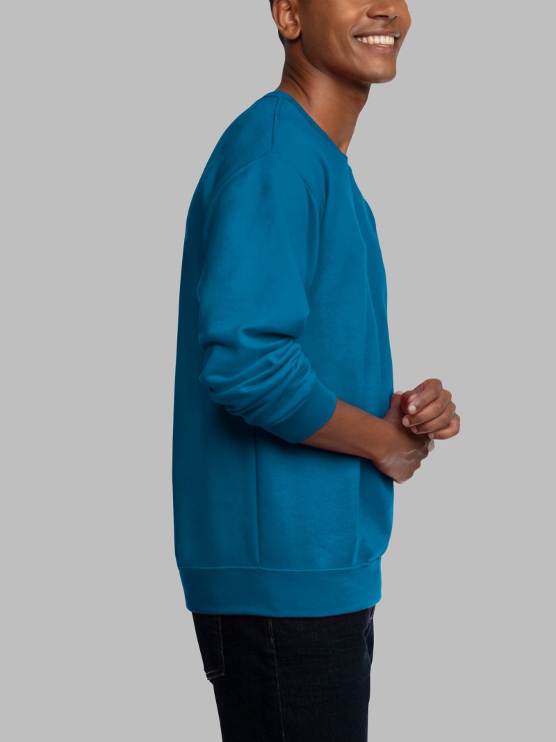 Blue Fruit Of The Loom EverSoft® Fleece Crew Men's Sweatshirt | TMD846037