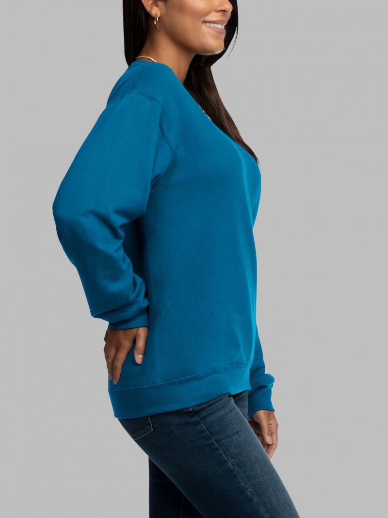 Blue Fruit Of The Loom EverSoft® Fleece Crew Men's Sweatshirt | TMD846037