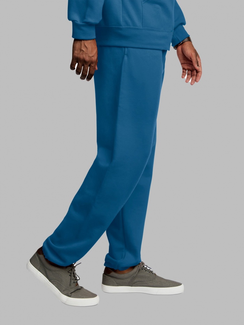 Blue Fruit Of The Loom EverSoft® Fleece Elastic Bottom, Extended Sizes Men's Sweatpants | WFT312958