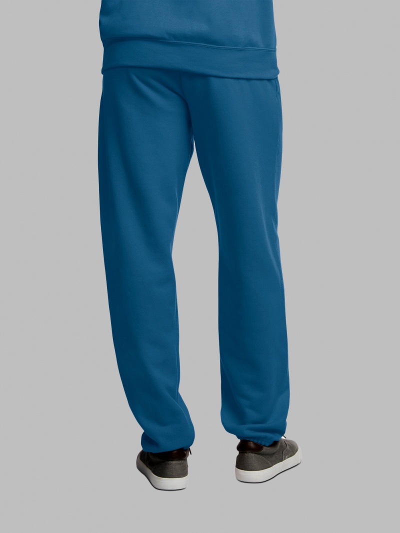 Blue Fruit Of The Loom EverSoft® Fleece Elastic Bottom, Extended Sizes Men's Sweatpants | WFT312958