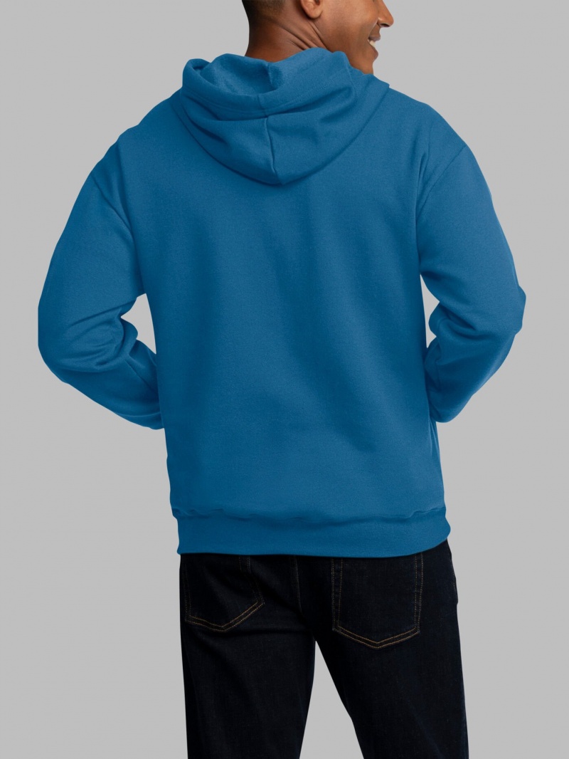 Blue Fruit Of The Loom EverSoft® Fleece Full Zip Men's Hoodie | YSP916735