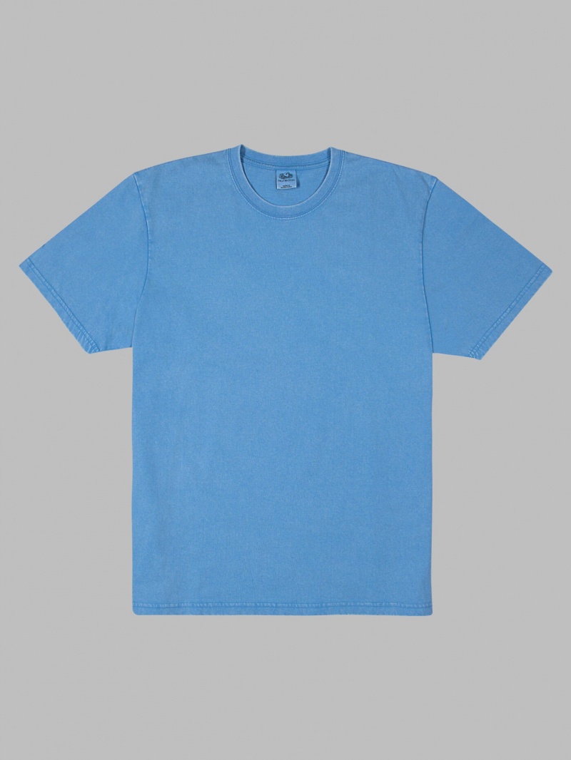 Blue Fruit Of The Loom Garment Dyed Crew Men's T Shirts | MKY184035