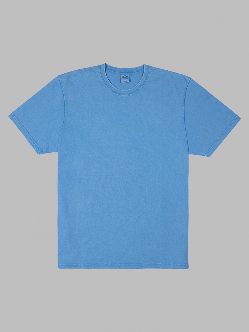 Blue Fruit Of The Loom Garment Dyed Crew Men's T Shirts | ZEX205964