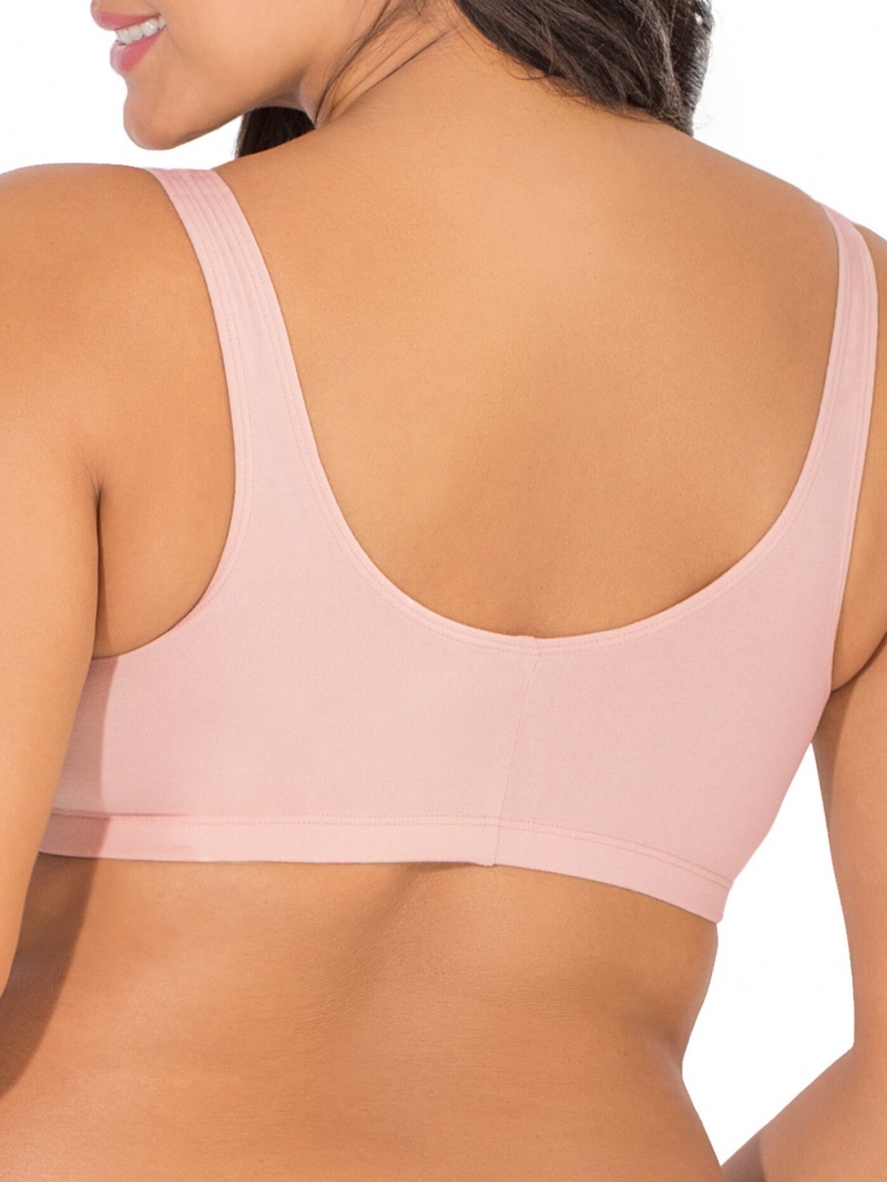 Blushing Rose/Grey Heather/White Fruit Of The Loom Beyond Soft Front Closure Cotton Bra, 3-Pack Women's Sports Bra | OYL135648