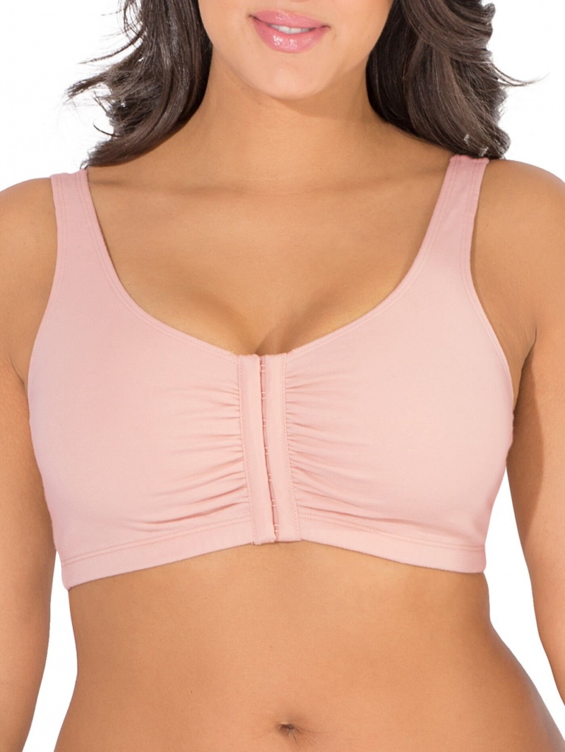 Blushing Rose/Grey Heather/White Fruit Of The Loom Beyond Soft Front Closure Cotton Bra, 3-Pack Women\'s Sports Bra | OYL135648