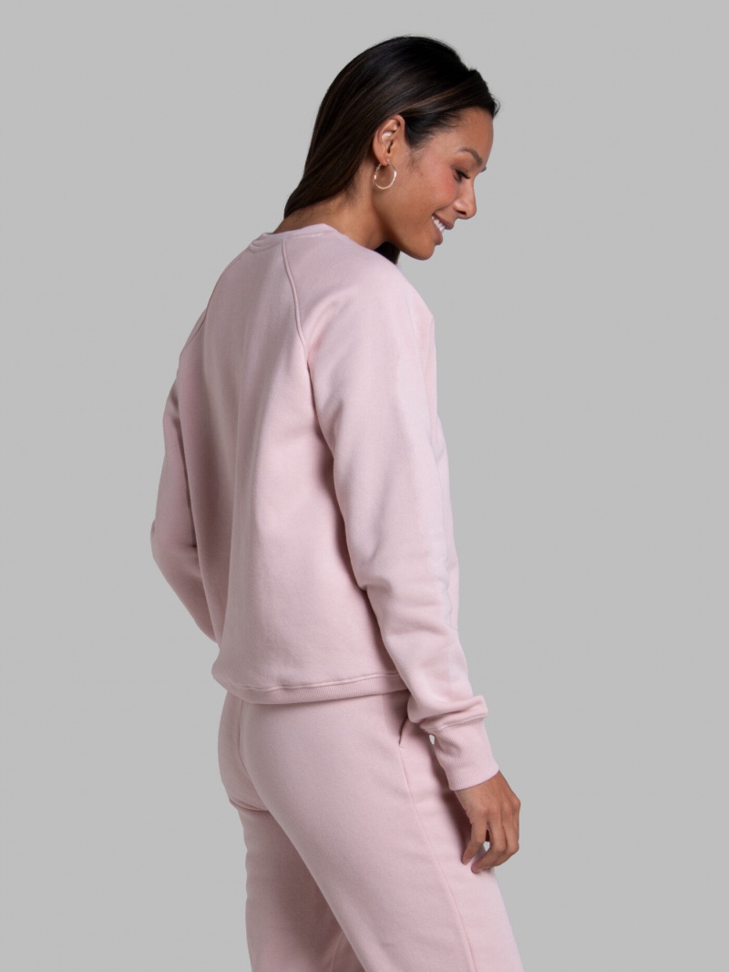 Blushing Rose Fruit Of The Loom Crafted Comfort Favorite Fleece Crew Women's Sweatshirt | FTC647058