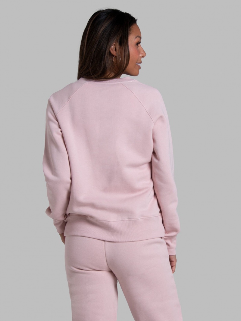 Blushing Rose Fruit Of The Loom Crafted Comfort Favorite Fleece Crew Women's Sweatshirt | FTC647058