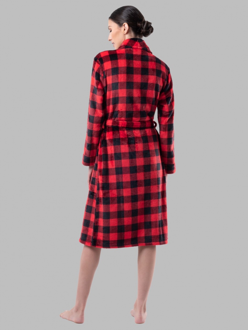 Buffalo Check Fruit Of The Loom Fleece Robe Women's Sleepwear | CPY961504