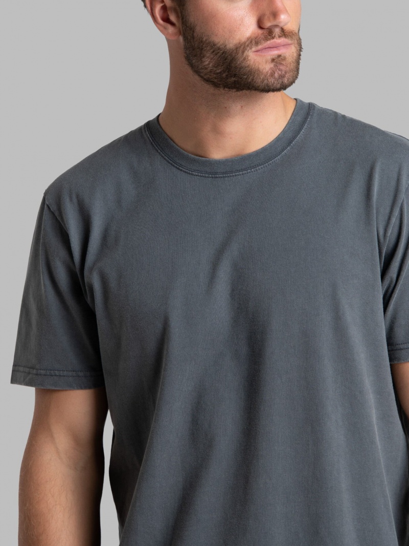 Charcoal Fruit Of The Loom Garment Dyed Crew Men's T Shirts | LNX725490