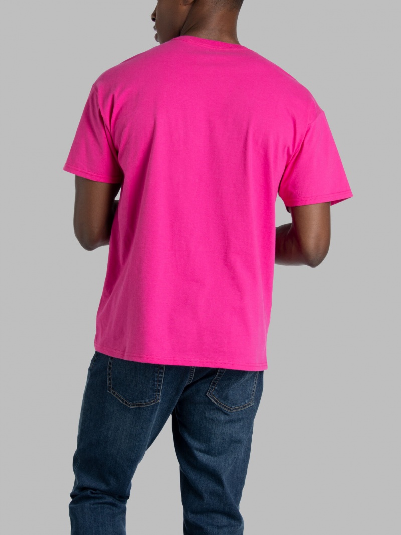 Cyber Pink Fruit Of The Loom Eversoft® Short Sleeve Crew, 2 Pack Men's T Shirts | OLF102634