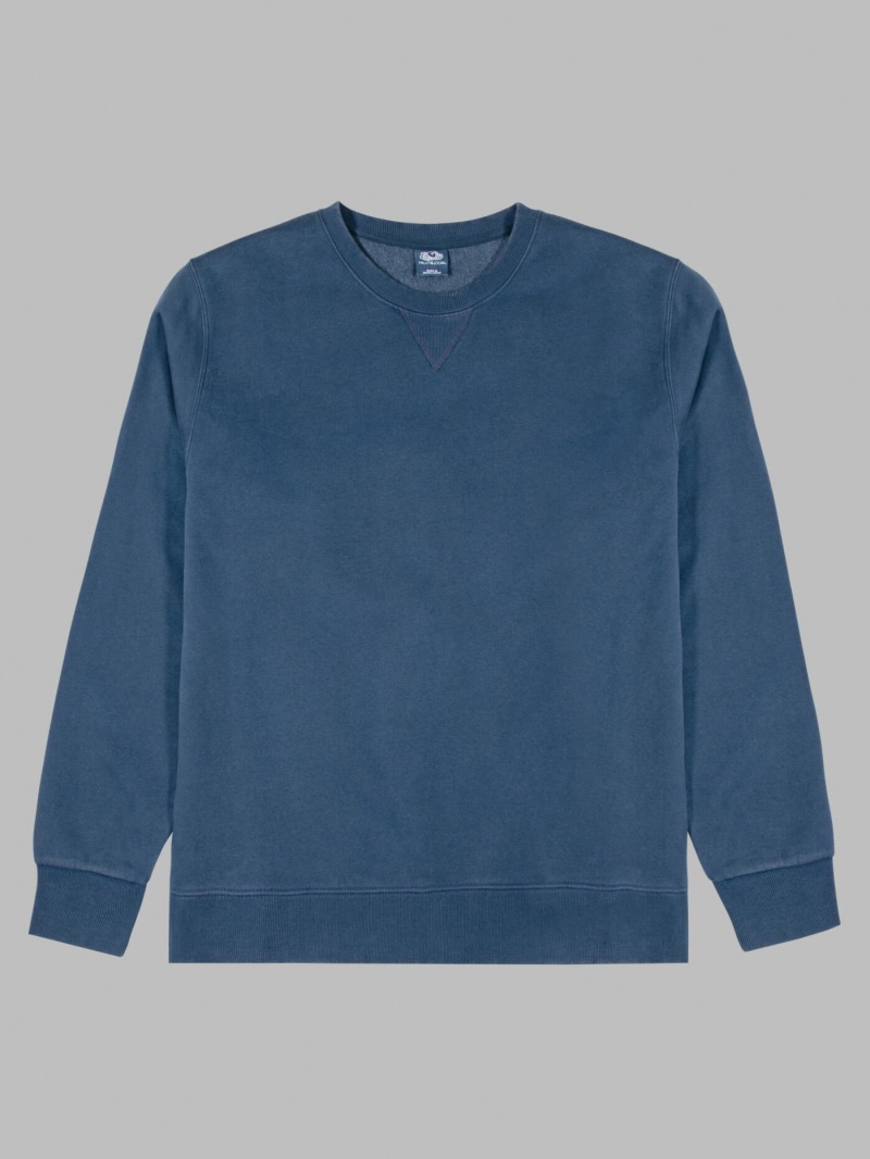 Dark Tide Fruit Of The Loom Garment Dyed Crew Men's Sweatshirt | USN492063